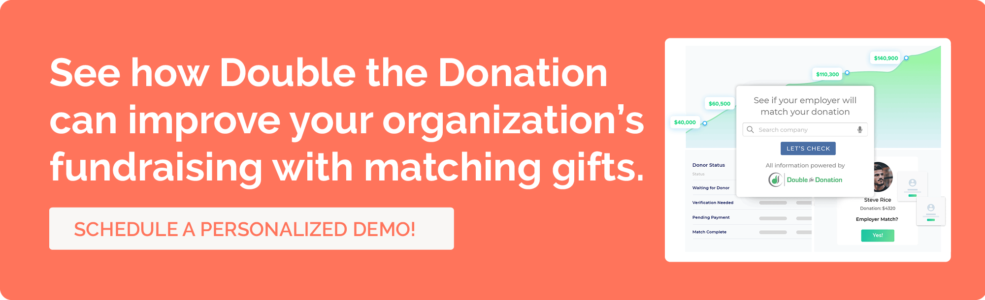 Increase revenue from matching gift upsells with Double the Donation